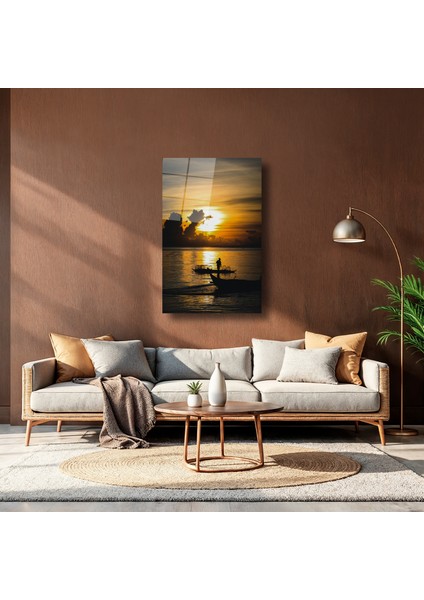 Günbatımı Manzarasında Balıkçı Teknesi Cam Tablo - DEG0009 indirimleri