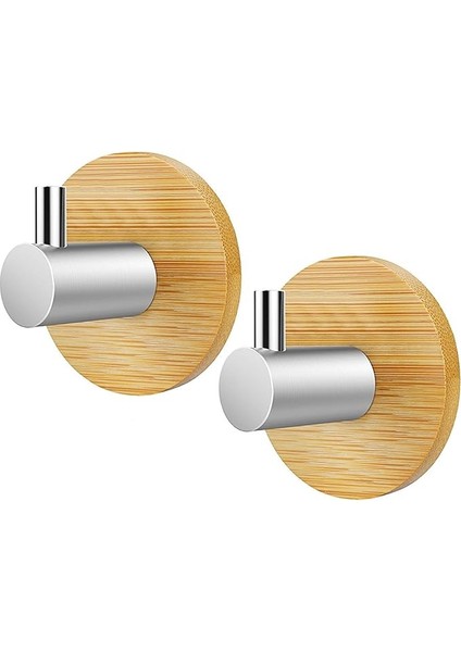 Ahşap Bambu Havlu Askısı, 2 Adet, 304 Paslanmaz Çelik Bambu Kanca, Suya Dayanıklı, Yapışkan Kanca, Duvar Havlu Askısı, Ahşap, Kendinden Yapışkanlı Kanca, Oturma Odası, Mutfak, Banyo, Yatak
