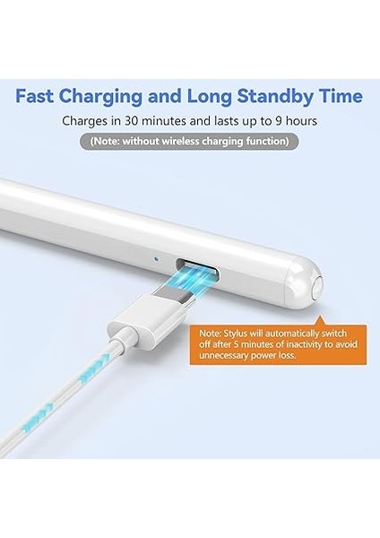 Evrensel Tablet Kalem Stylus Pen Tüm Tablet Telefonlar Için Android Samsung Lenovo Huawei Xiaomi Vivo Için 5 Uçlu, 1,5 mm Kalem Ucu 30 Dk Hızlı Şarj Manyetik Yapışma fırsatları