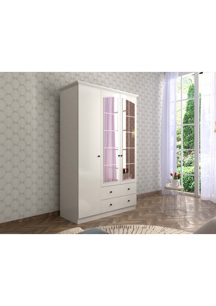 Soft 3 Kapaklı 2 Çekmeceli Aynalı Gardırop modelleri