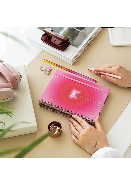 Spiralli Süresiz Renkli Planlayıcı Ajanda Motivasyon Sayfalı Aura Kurdele modelleri