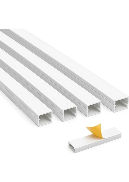 12X12 mm Yapışkan Bantlı Plastik Kablo Kanalı | 10 Metre (5X2M) Kendinden Yapışkanlı Pvc Kablo Düzenleyici | Vidalamasız Montaj, Yerli Üretim