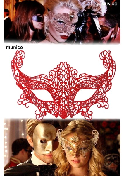 Kırmızı Renk Maske – Dantel Işlemeli, Yüze Tam Oturan Tasarım | Kostüm ve Özel Günler Için fırsatları