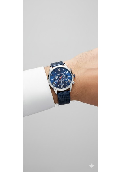 Erkek Kol Saati Gümüş(Silver) Renk, Mavi Kadran - Şık Hasır Kordon, 2 Yıl Garantili modelleri