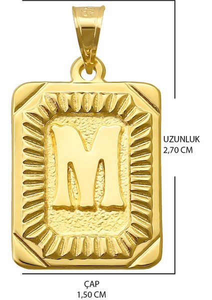 14 Ayar Altın M Harfi Kolye Ucu fiyatları