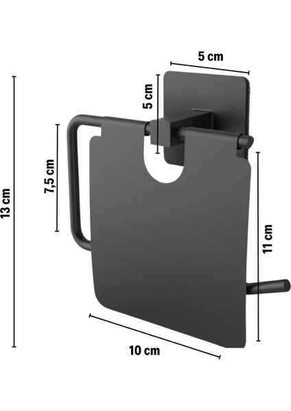 Kendiliğinden Yapışkanlı Siyah Paslanmaz Metal Kapaklı Tuvalet Kağıtlığı Aparatı modelleri