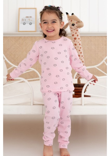%100 Pamuk Desenli Kız Çocuk Pijama Takımı