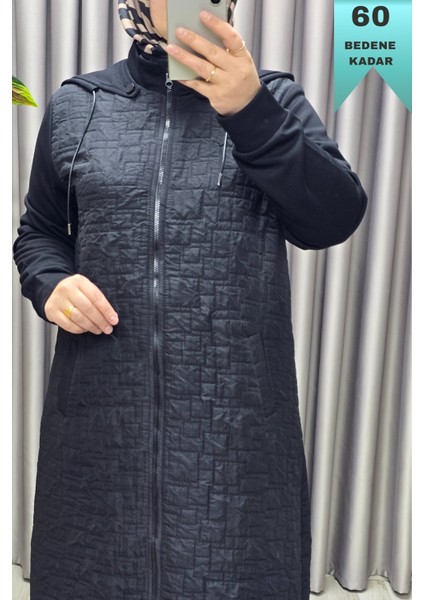Kadın Giyim Büyük Beden Kapşonlu Polarlı Kapitone Kap