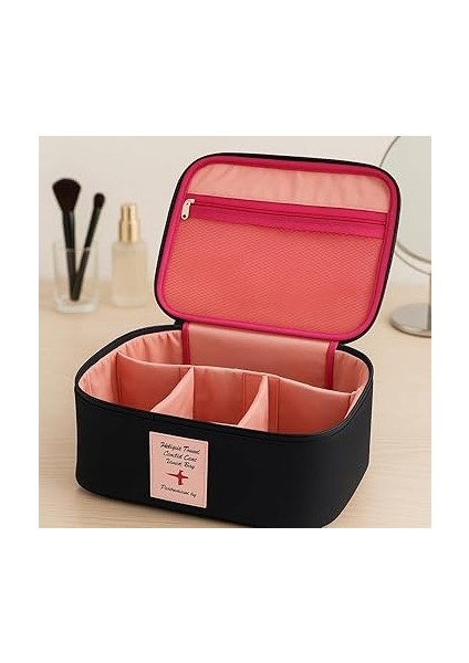Tipi Bölmeli Makyaj Kozmetik Çantası Organizer (Siyah) fiyatları