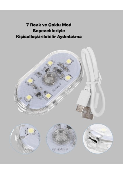 7 Renk Modlu Dokunmatik Sensörlü Mini LED Araç Içi Lamba modelleri