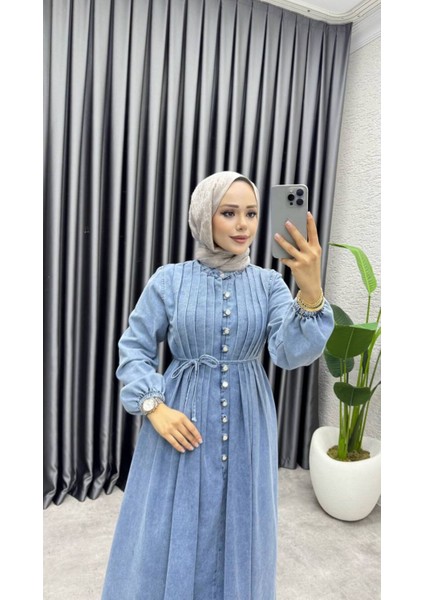 Yıkamalı Denim Kot Elbise fiyatları