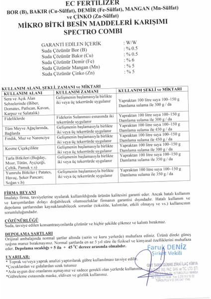 Spectro Combı Mikro Elementli Toz Gübre 1 kg – Fe, Zn, Mn, Cu, B Içerikli Şelatlı Gübre – Yüksek Çözünürlük ve Maksimum Verim fırsatları