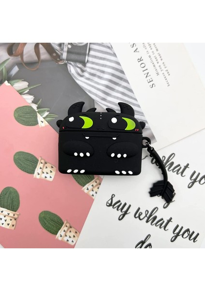 Airpods Pro 3. Nesil Uyumlu Sevimli Siyah Gecenin Öfkesi Figürlü Darbe Önleyici Kulaklık Koruma Kılıfı