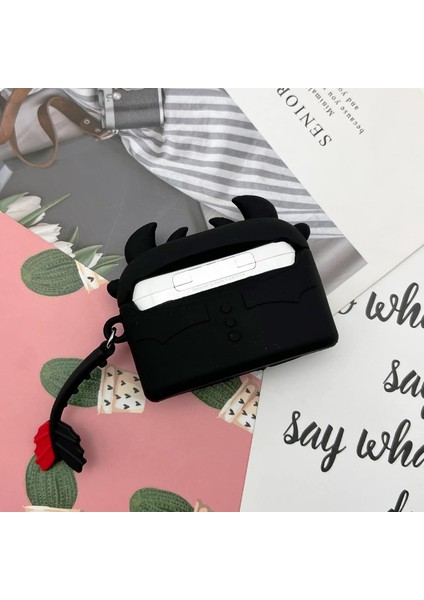 Airpods Pro 3. Nesil Uyumlu Sevimli Siyah Gecenin Öfkesi Figürlü Darbe Önleyici Kulaklık Koruma Kılıfı fırsatları