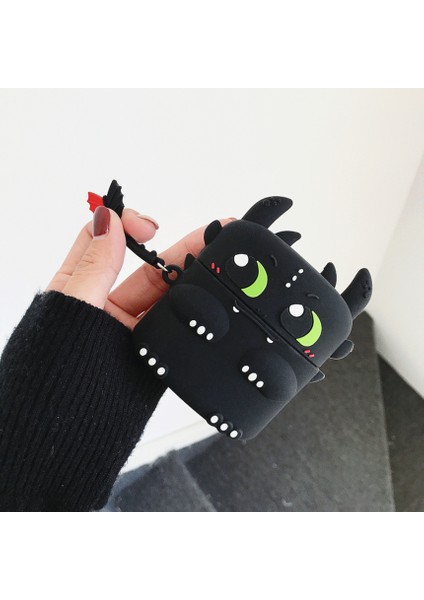 Airpods Pro 3. Nesil Uyumlu Sevimli Siyah Gecenin Öfkesi Figürlü Darbe Önleyici Kulaklık Koruma Kılıfı