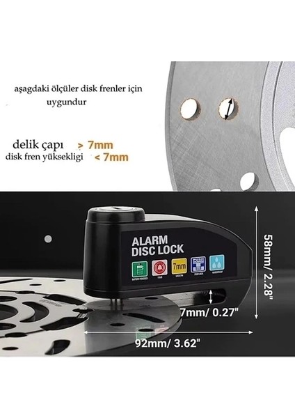 Buğz Alarmlı Disk Kilidi Motorsiklet Scooter Bisiklet Sesli Alarm 110 Desibel Yüksek Ses fırsatları