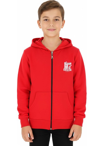 Erkek Çocuk Hırka 2 Iplik Şordonlu Baskılı Kapüşonlu