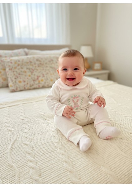 Pembe Tavşan Nakış Isme Özel 6'lı Bebek Set %100 Pamuk Tulum Battaniye Şapka Puset Örtü Yastk Eldivn fiyatları