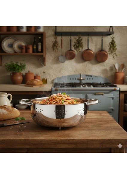 Arsel Paslanmaz Çelik 304 Kalite Makarna Süzgeci 24CM