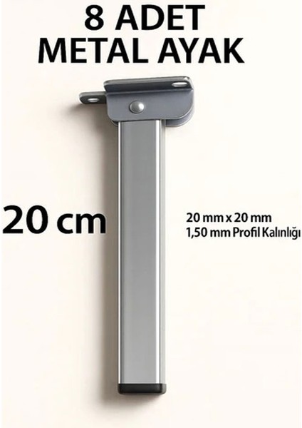 8li Katlanır Metal Yer Sofrası Ayağı Yer Masası Ayağı 20 cm