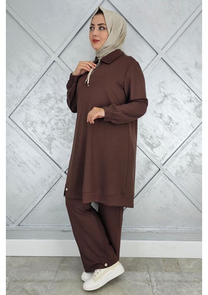 Kadın Düğme Detaylı Tesettür Takım