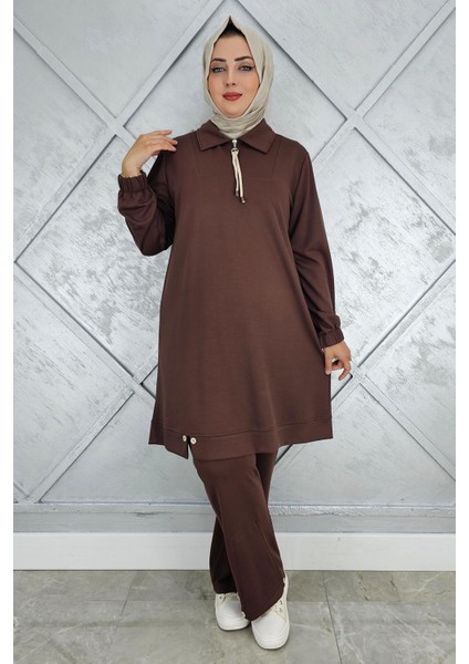 Kadın Düğme Detaylı Tesettür Takım modelleri