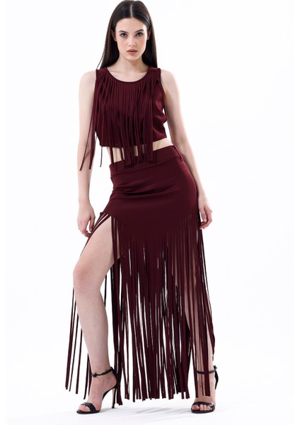 Arkası Fermuarlı Önü Püsküllü Scuba Bustiyer | BST35811 modelleri