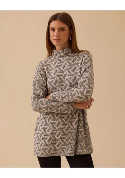 10002521711018 Desenli Düşük Omuzlu Triko Tunik fiyatları