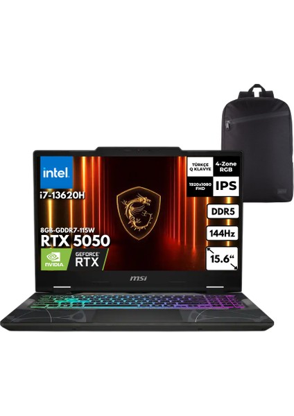 Msı Cyborg 15 I7-13620H 16-Gbddr5 2 Tbssd RTX5050 (8GB-GDDR7-115W) 15.6" Fhd Windows 10 Pro + Hmf Sırt Çantası B13WEKG-613XTRHMF51