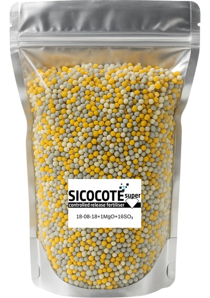 Sıco Sıcocote Super Crf 18-08-18+1MGO+16SO₃ | Kontrollü Salınımlı Granül Gübre | 25 kg | Made In Eu modelleri