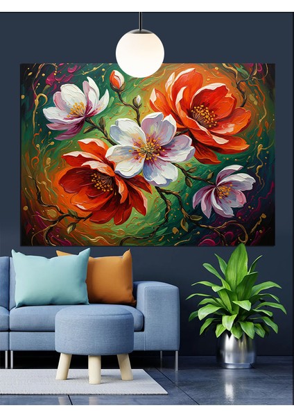 Kırmızı Pembe Güller Buketi Dekoratif Kanvas - Mdf Ahşap Tablo fiyatları