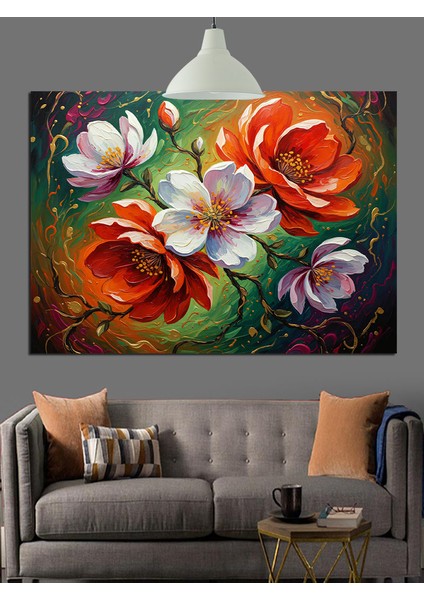 Kırmızı Pembe Güller Buketi Dekoratif Kanvas - Mdf Ahşap Tablo indirimleri