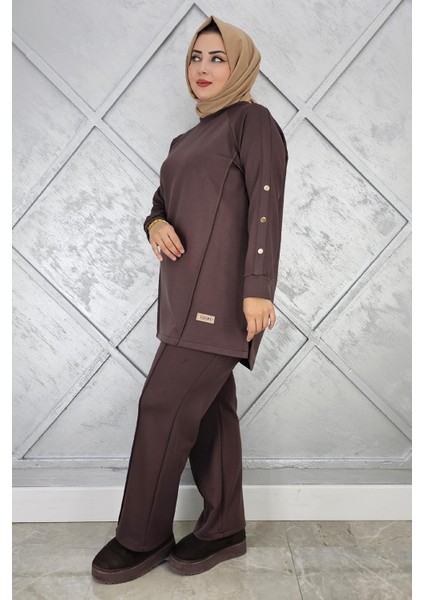Kadın Kol Düğme Detaylı Tesettür Takım