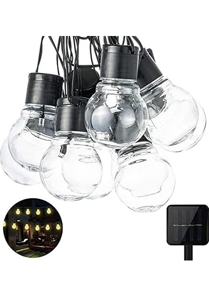 Solar 10LED Ampül 8 Mod 3.5mt Güneş Enerjili Dış Bahçe Aydınlatma Dekorasyon Günışığı