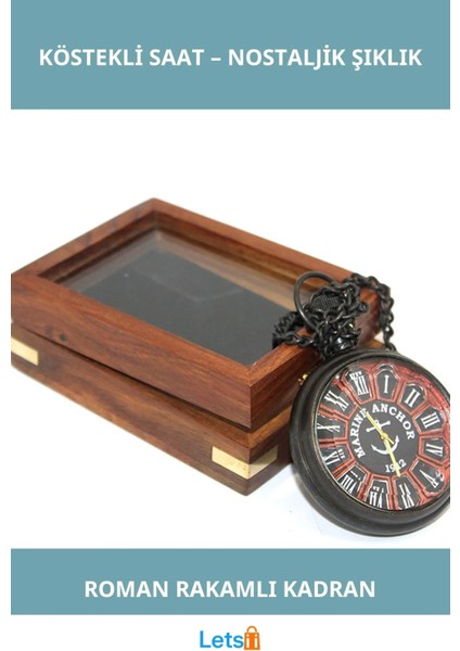 Ahşap Kutulu Nostaljik Köstekli Saat Model 2