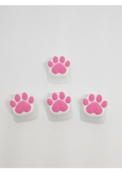 Aysbistudio Pembe Pati Desenli Klavye Tuşu – 4’lü Set, Mekanik Klavye Keycap