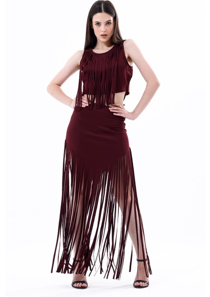 Arkası Fermuarlı Önü Püsküllü Scuba Bustiyer | BST35811