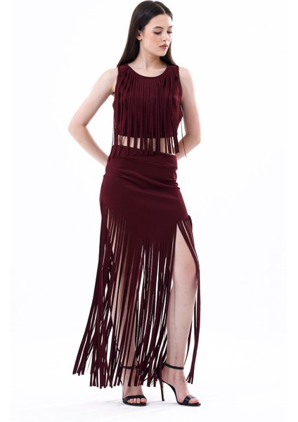 Arkası Fermuarlı Önü Püsküllü Scuba Bustiyer | BST35811