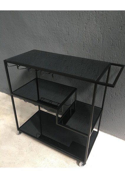 Metal Bar Servis Arabası, Siyah Servis ve Sunum Arabası fiyatları