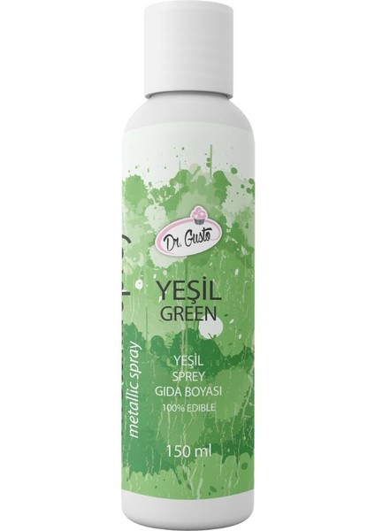 Yeşil Metalik Sprey Gıda Boyası 150 ml – Pasta, Tatlı ve Çikolata Süslemelerinde Parlak Renk Efekti