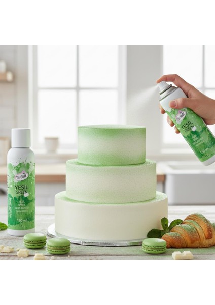 Yeşil Metalik Sprey Gıda Boyası 150 ml – Pasta, Tatlı ve Çikolata Süslemelerinde Parlak Renk Efekti fiyatları