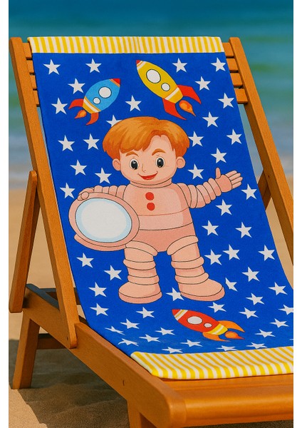 Astronot Desenli Plaj Havlusu 70X150