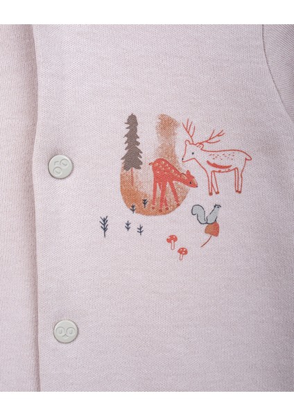 %100 Organik Pamuk Gots Sertifikalı Patikli Çıtçıtlı Orman Desenli Bebek & Yenidoğan Tulum – Taş | Hoogie Premium Babywear fırsatları