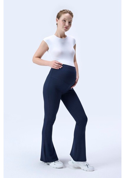 Imaj 367 Lacivert Renk Toparlayıcı ve Extra Esnek Etkili Yüksek Bel Ispanyol Paça Hamile Tayt