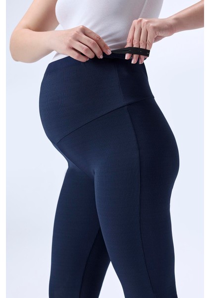 Imaj 367 Lacivert Renk Toparlayıcı ve Extra Esnek Etkili Yüksek Bel Ispanyol Paça Hamile Tayt