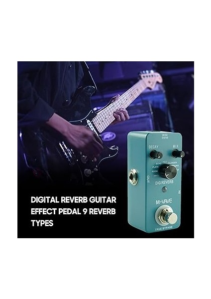 Dıg Reverb Dijital Reverb Gitar Efekt Pedalı 9 Reverb Tipi Çürüme ve Karışım Kontrolü Gerçek Bypass Tam Metal Kabuk indirimleri