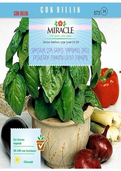 Saksılık Çok Geniş Yapraklı Tatlı Fesleğen TOHUMU(250 Tohum)