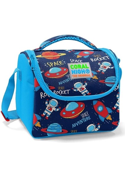 High Lacivert Mavi Uzay Desenli Beslenme Çantası - Erkek Çocuk