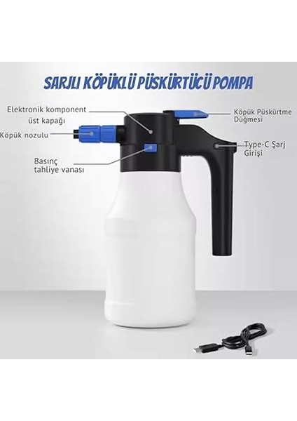 1.5lt Yüksek Basınçlı Şarjlı Tam Otomatik Köpük Makinası Oto Yıkama Pompası Köpük Püskürtücü fiyatları