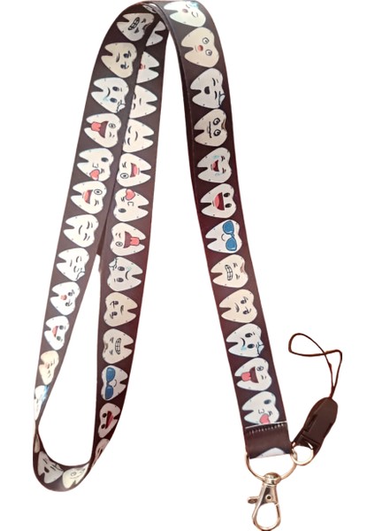 Siyah Sevimli Dişler Boyun Askı Ipi ve Telefon Askısı + Kartlık